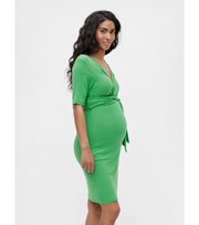 Mama.Licious Mamalicious Maternity Green Mini Wrap Nursing Dress